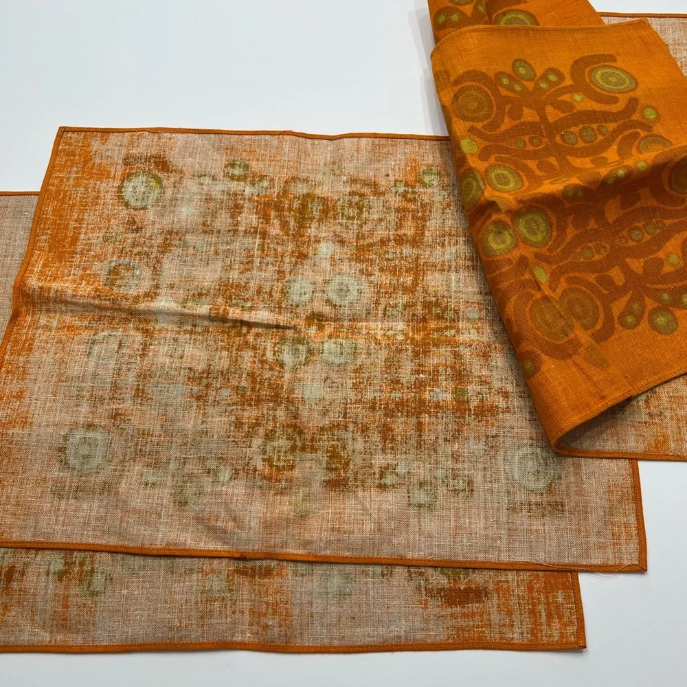 Vintage Scandinavian fabric set of 4 placemats Parabeli Pattern Saini Salonen